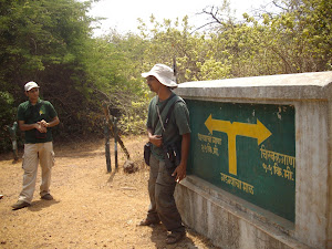 On the Trek.Mr Nikhil.Bhopale explaining with Mr Vandan .Jhaveri  of "B.N.H.S".