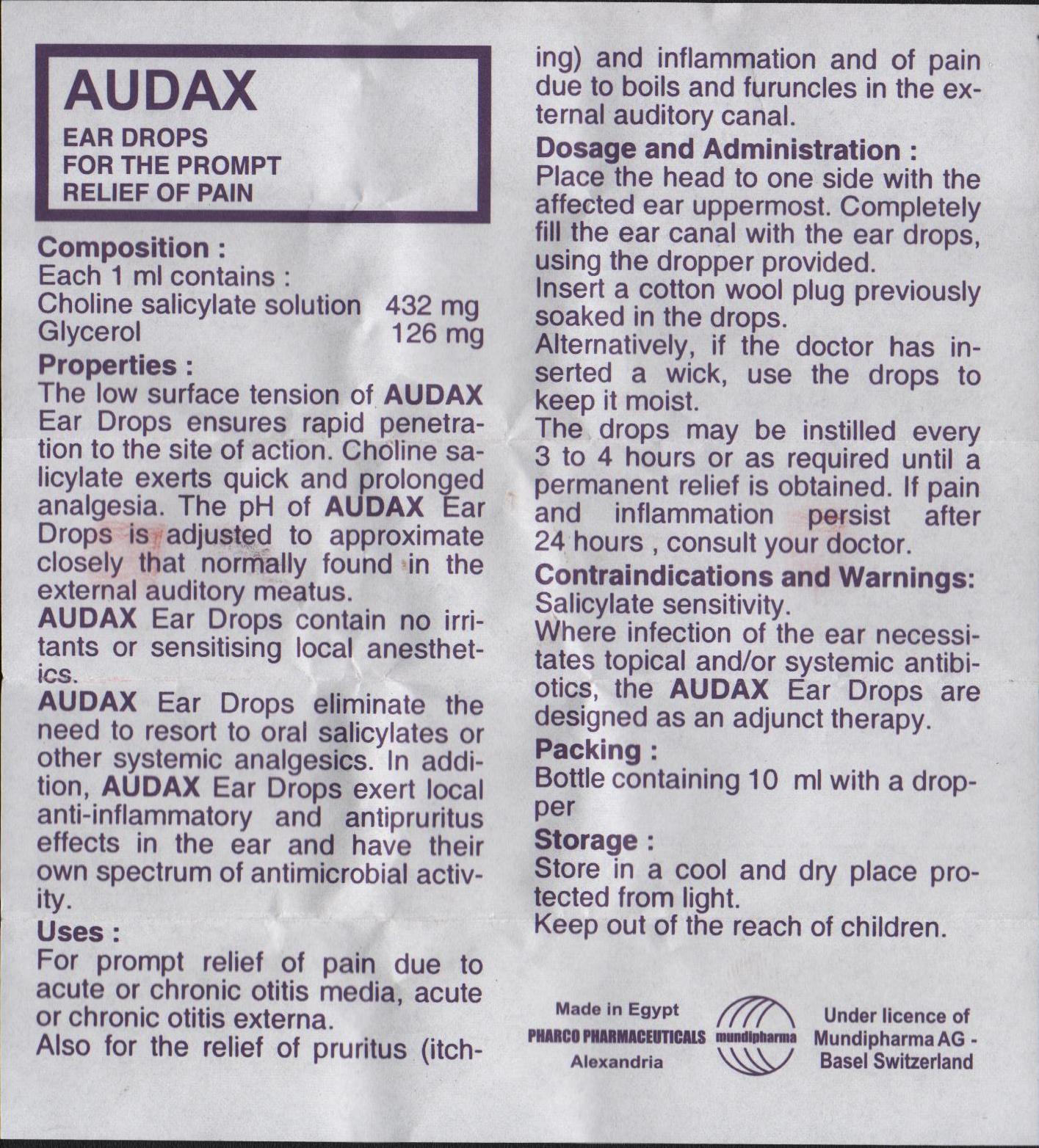 Drug Pamphlet AUDAX