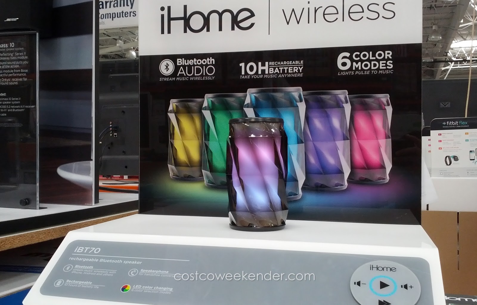 iHome iBT70 Color Changing Rechargeable Bluetooth Speaker Costco