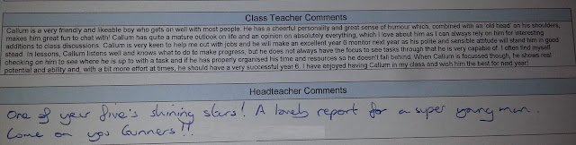 Callum's School Report