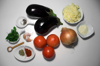 Berenjena rellena de mijo y tomate - ingredientes