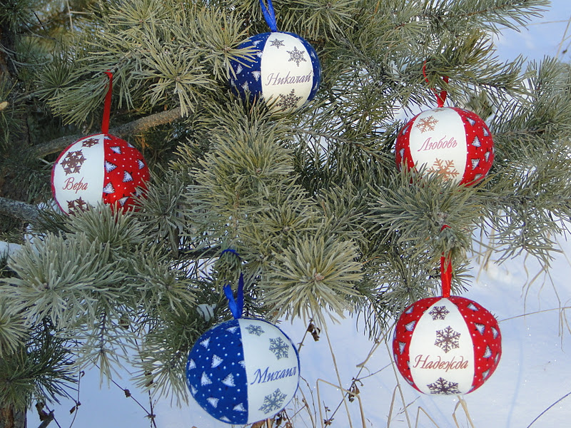 Новогодние шары из ткани фото