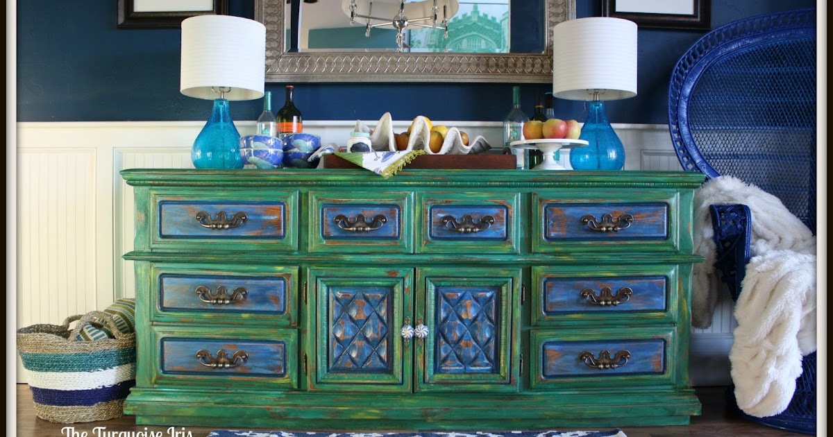 The Turquoise Iris Furniture Art Emerald Green Buffet