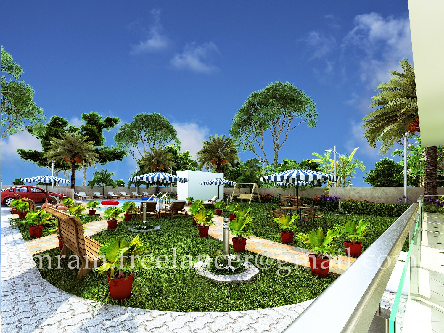 3D Architect Visualisation swimming pool & Play Area