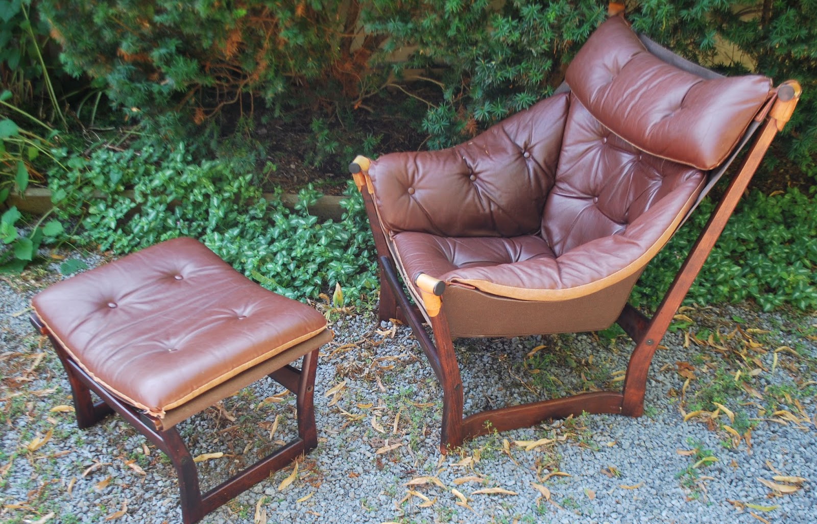 Tribute 20th Decor MidCentury Scandinavian Sling Chair and Ottoman