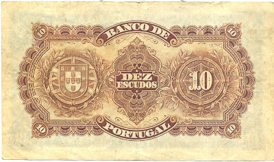 Portuguese currency money 10 Escudos banknote