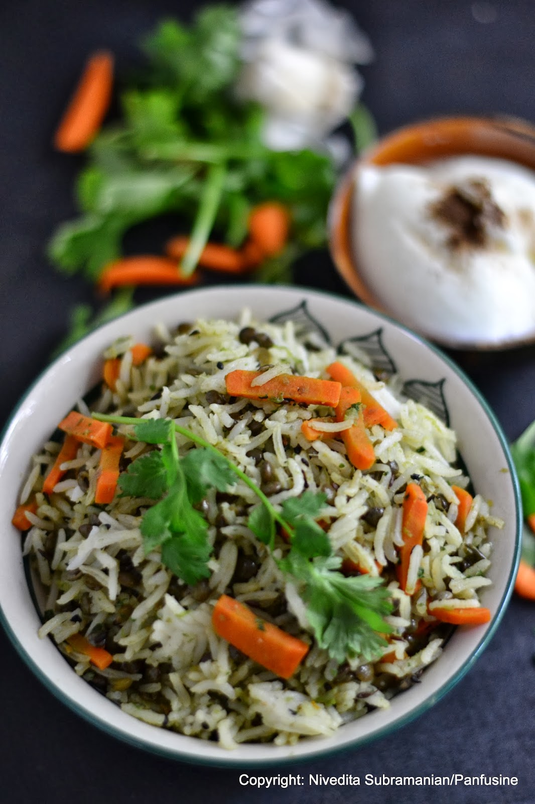 Garlicky Herbed Lentil & Carrot Pilaf