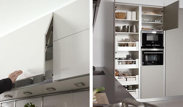 con perfil gola de aluminio y con encimera de Silestone gris con perfil gola de aluminio y con encimera de Silestone gris