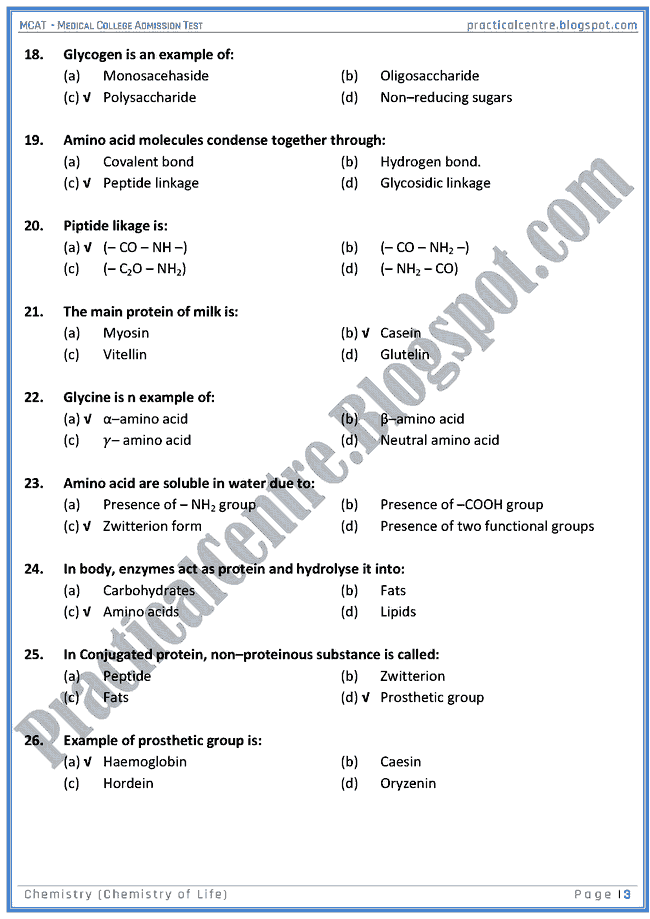 mcat-chemistry-chemistry-of-life-mcqs-for-medical-college-admission-test