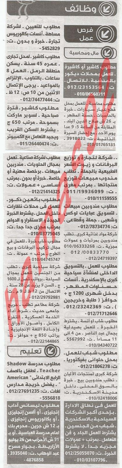 وظائف شاغرة من جريدة الوسيط الاسكندرية - مصر الاثنين 18/2/2013 %D9%88+%D8%B3+%D8%B3+4