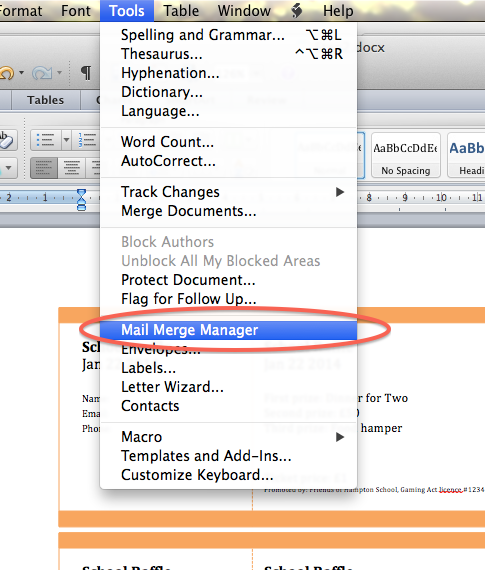 how to number raffle tickets in word