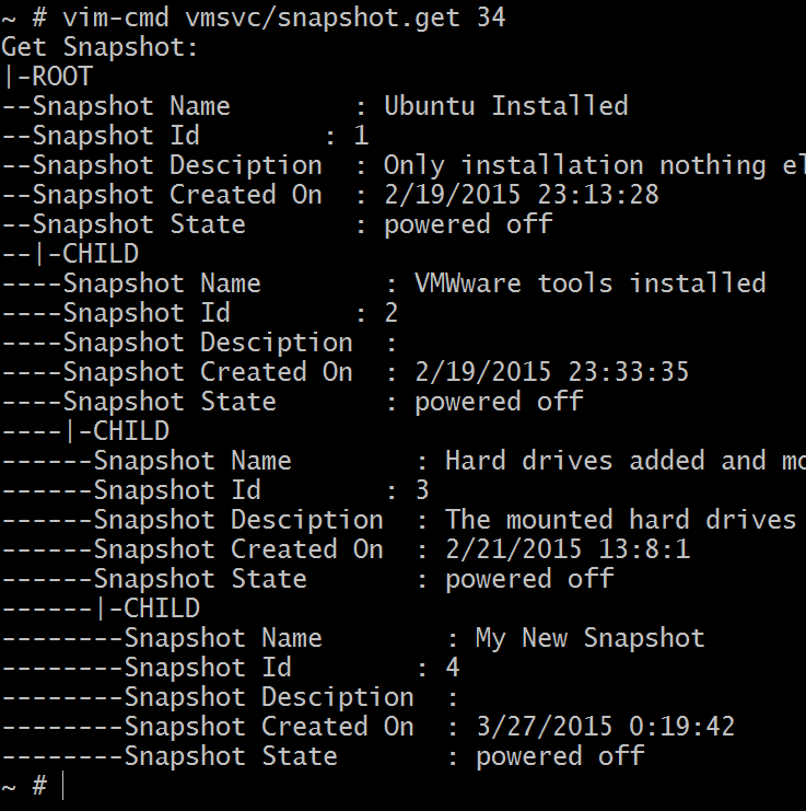 WhiteBoard Coder ESXi 5.1 Command line Create Snapshots