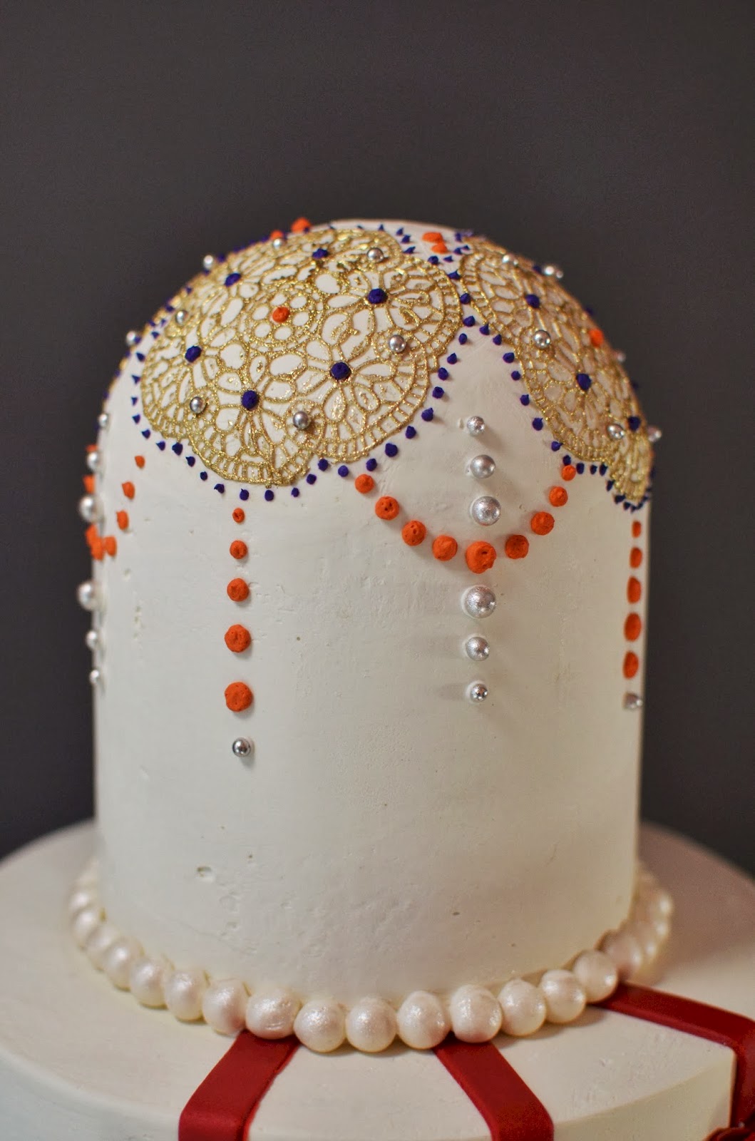 Cup a Dee Cakes Blog Domed Wedding Cake with Lace Doilies