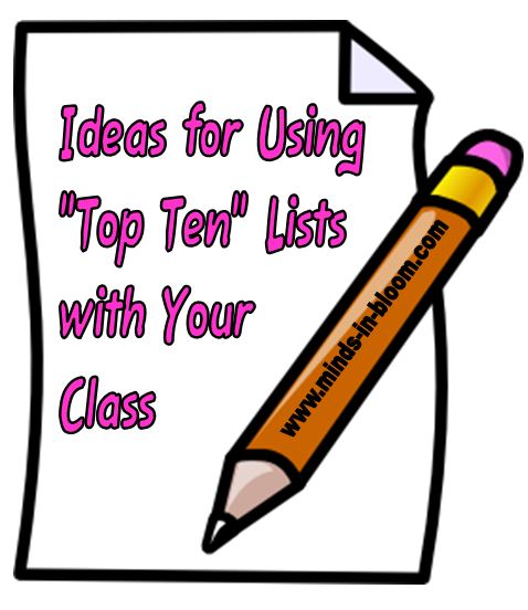 Try a Top Ten Writing Activity - Minds in Bloom