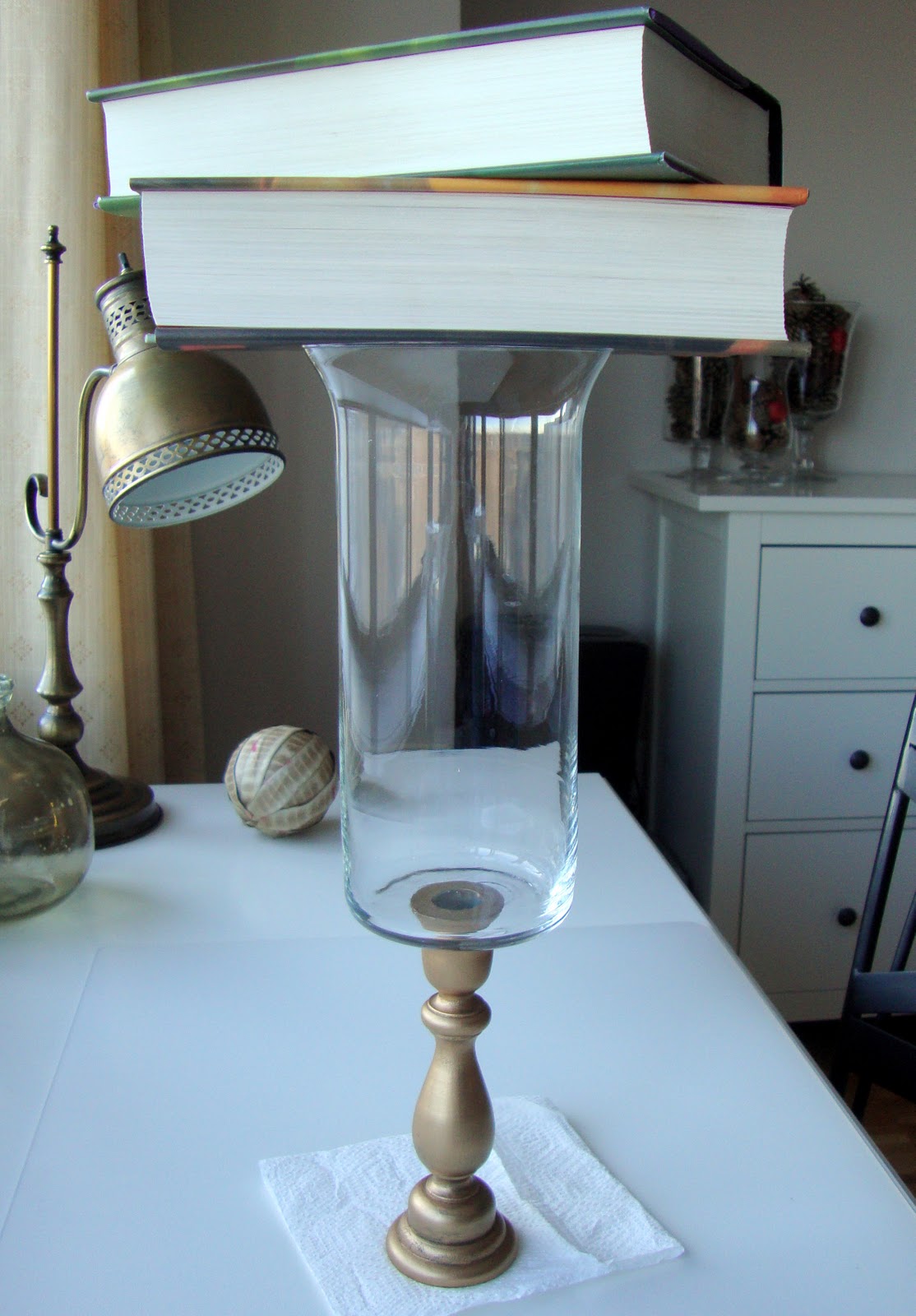 Honey Sweet Home A DIY Hurricane Vase Get's Dressed Up With Rub n Buff