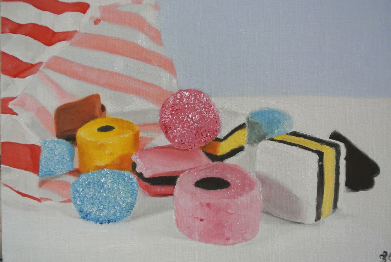 Liquorice Allsorts J.Coates Original Still Life Oil Painting eBay