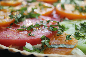 Heirloom tomato and goat cheese tart