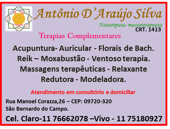 Atendimentos com Massagens e terapias complementares: