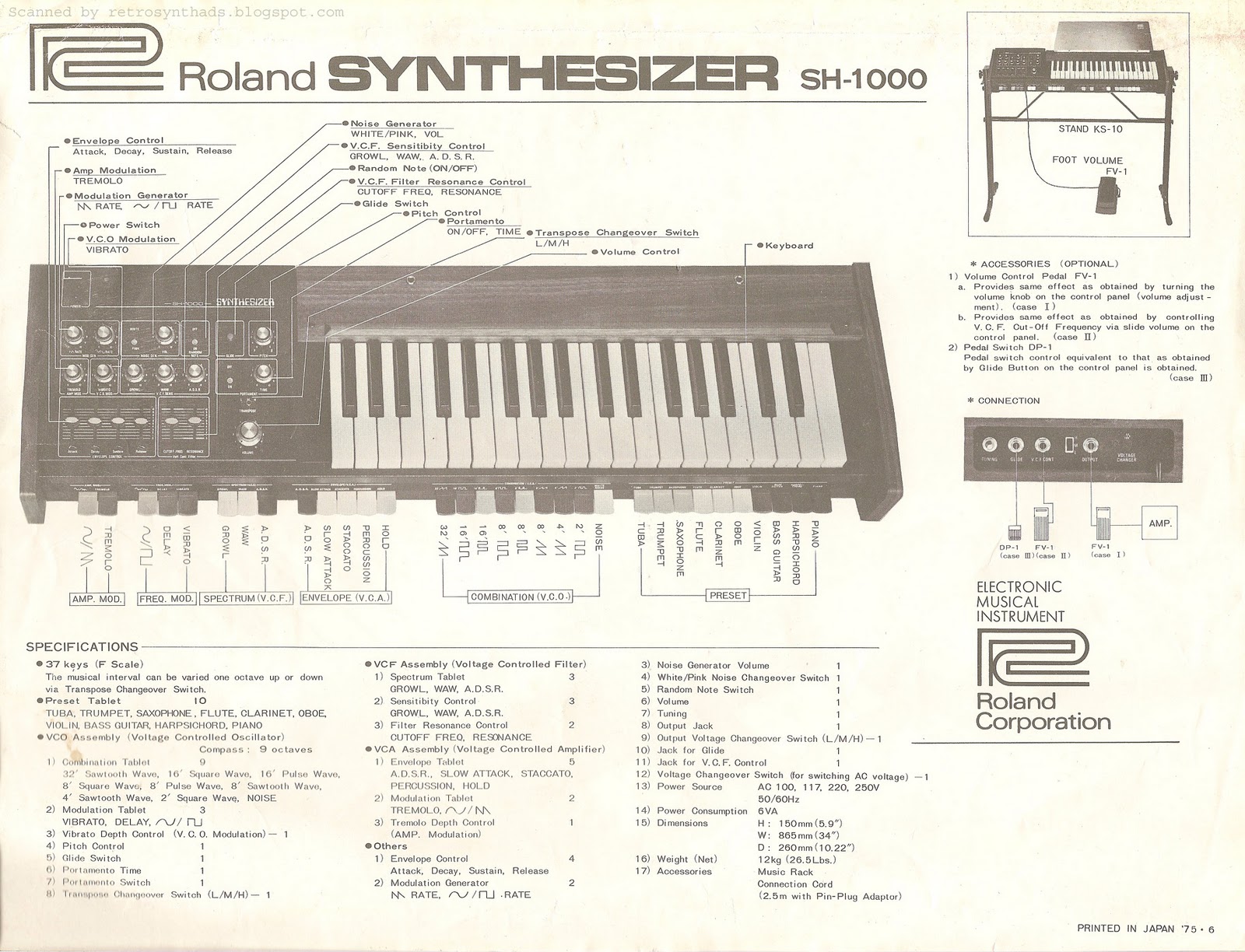 Retro Synth Ads: Roland SH-1000 "For those far-out sounds" brochure, 1975