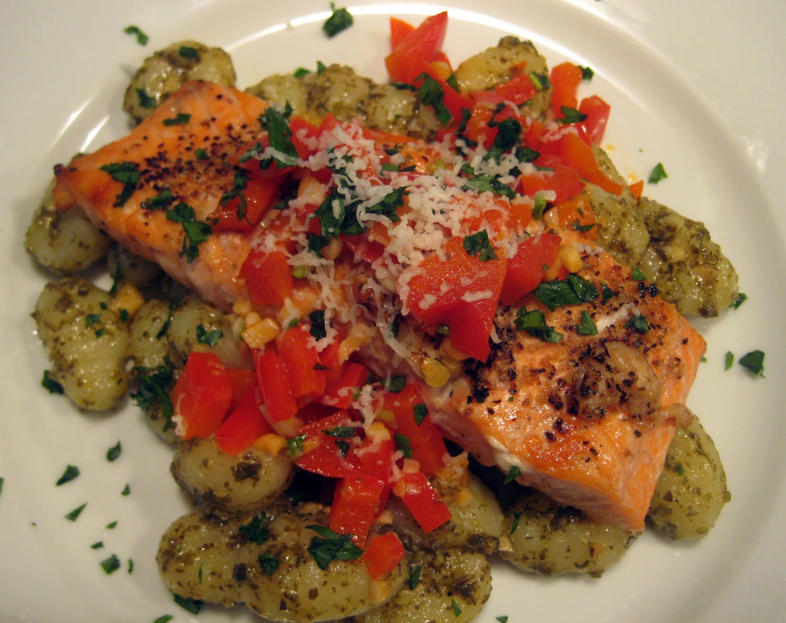 Dinner with the Welches Grilled Salmon and Pesto Gnocchi