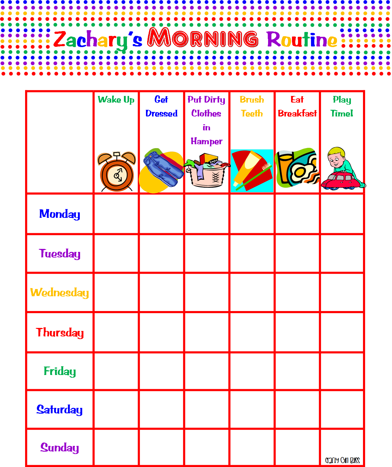 school daily schedule printable