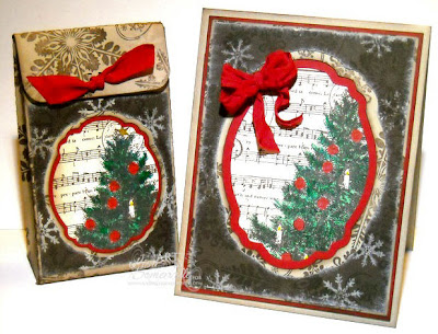 Stamps - Our Daily Bread Designs Christmas Tree Collage, Sparkling Snowflakes, Snowflake Mini Set.  Bag and Frames cut with Silhouette Cameo