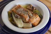 Broiled Salmon on Poached Leek and Endive