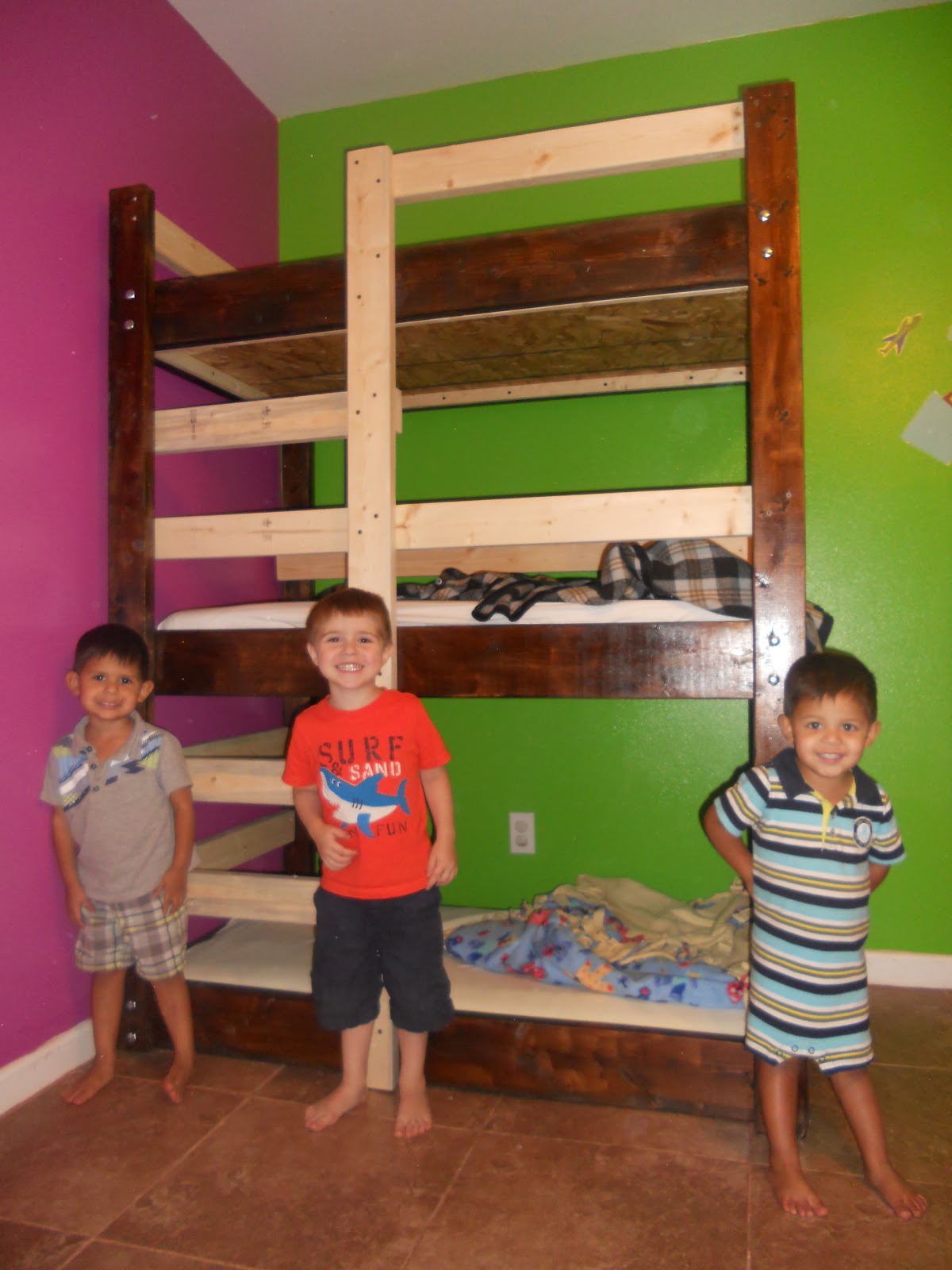 New Normal: The boy's new TRIPLE toddler bunk bed