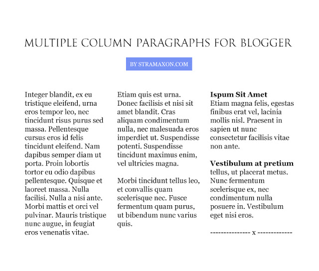 Adding Two Or Multiple Column Paragraphs in Blogger Posts StramaXon