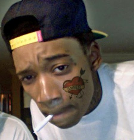 wiz khalifa tattoos amber. wiz khalifa amber rose tattoo face. Wiz Khalifa#39;s new tattoo#