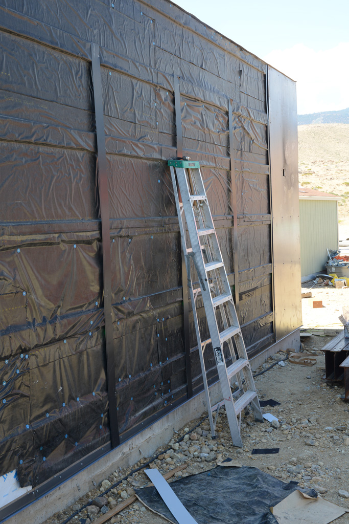 Nevada House Build 2017 08 09 Siding progress, "brake" metal