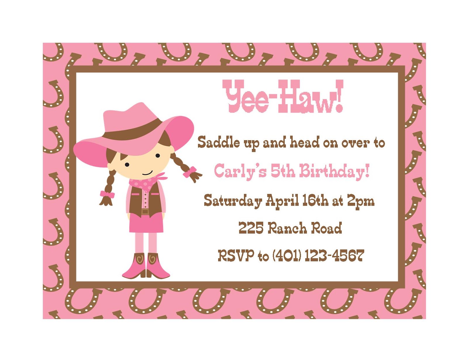 Cowgirl Invitation Template