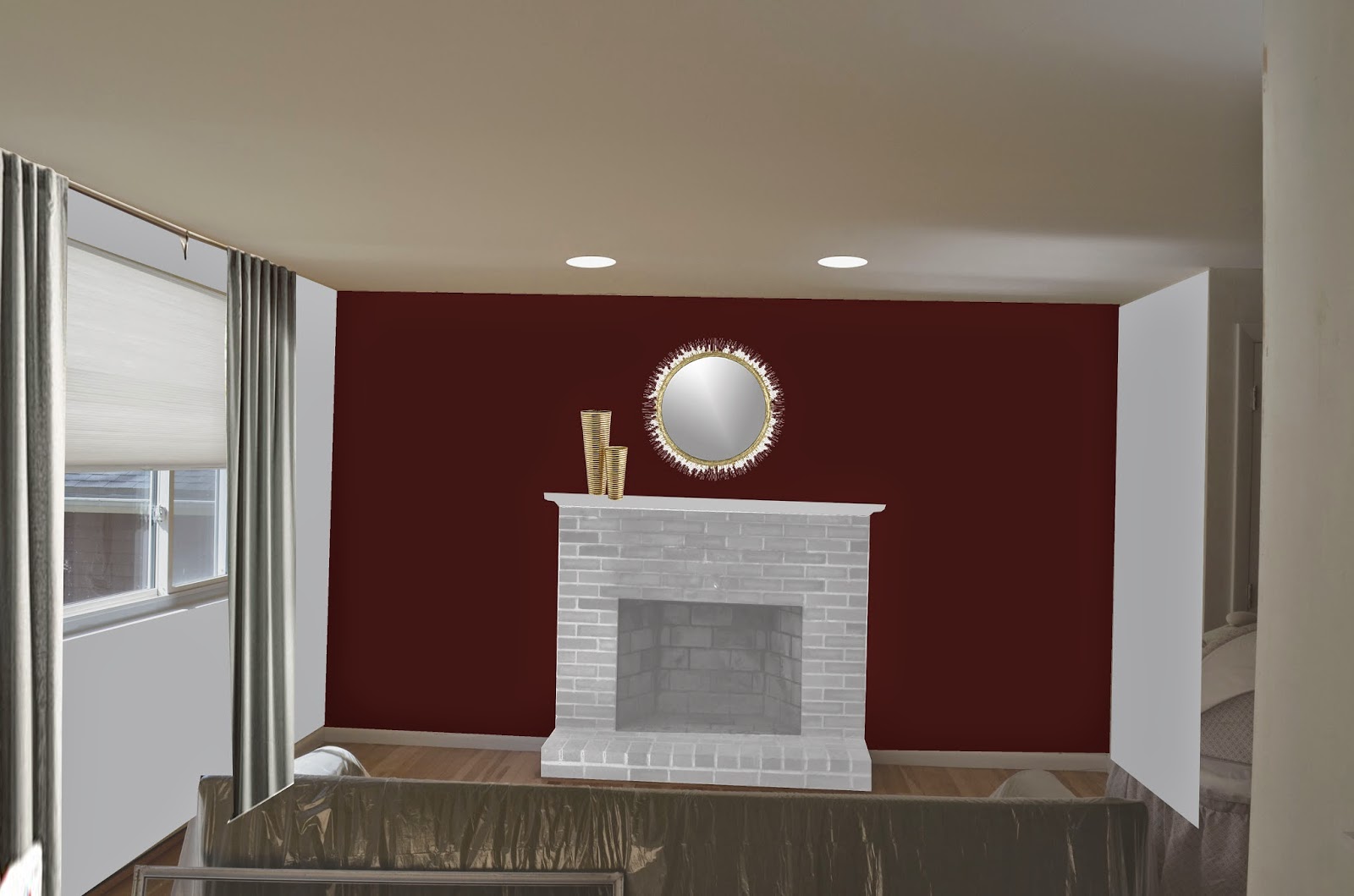 Weafer design living room dining paint colors neutral traditional living room with red brick fireplace