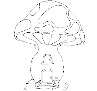 desenho casa de cogumelo