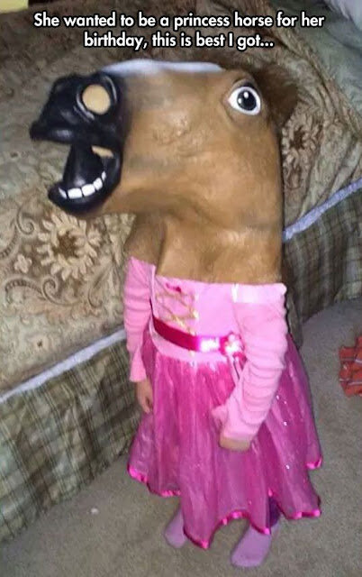 funny parenting, funny halloween costumes, she wanted to be a princess horse