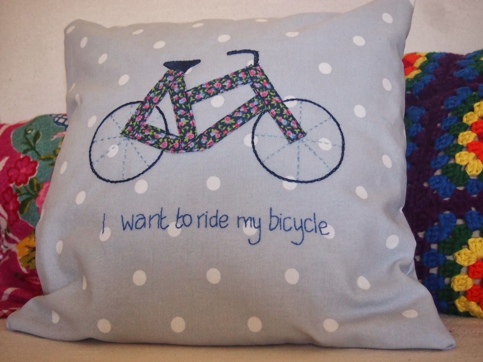 Nightingale & Dolittle "I want to ride my bicycle" cushion
