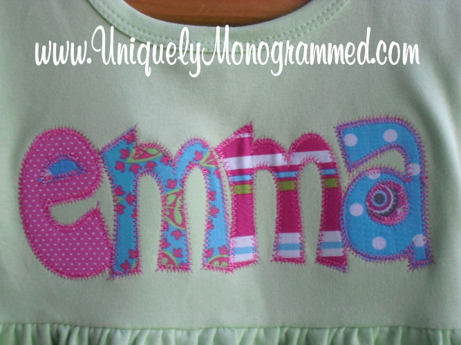 Uniquely Monogrammed Applique Name shirts and dresses