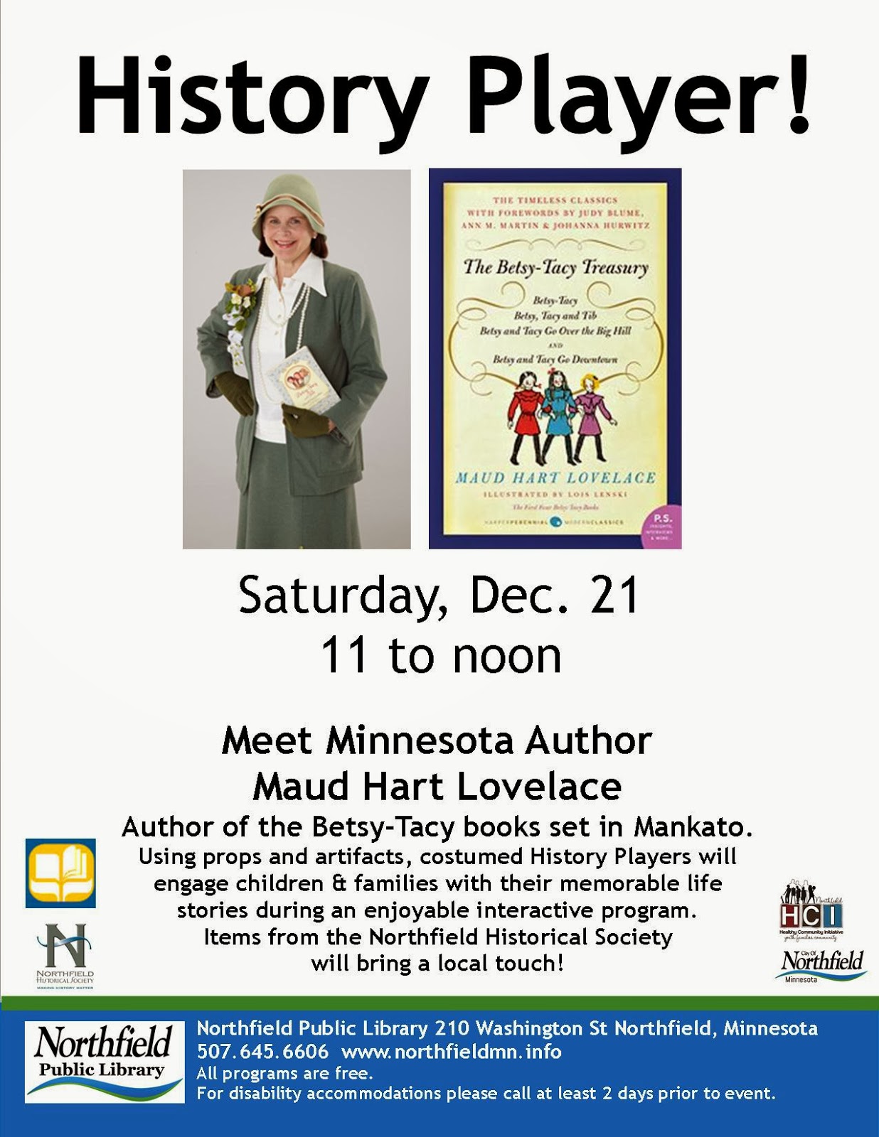 Northfield Public Library Meet author Maud Hart Lovelace