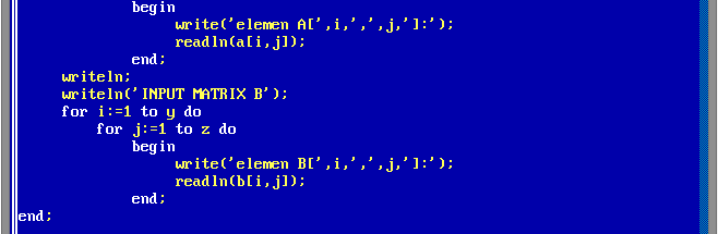 Program Perkalian Matriks Menggunakan Bahasa Pascal Irufano