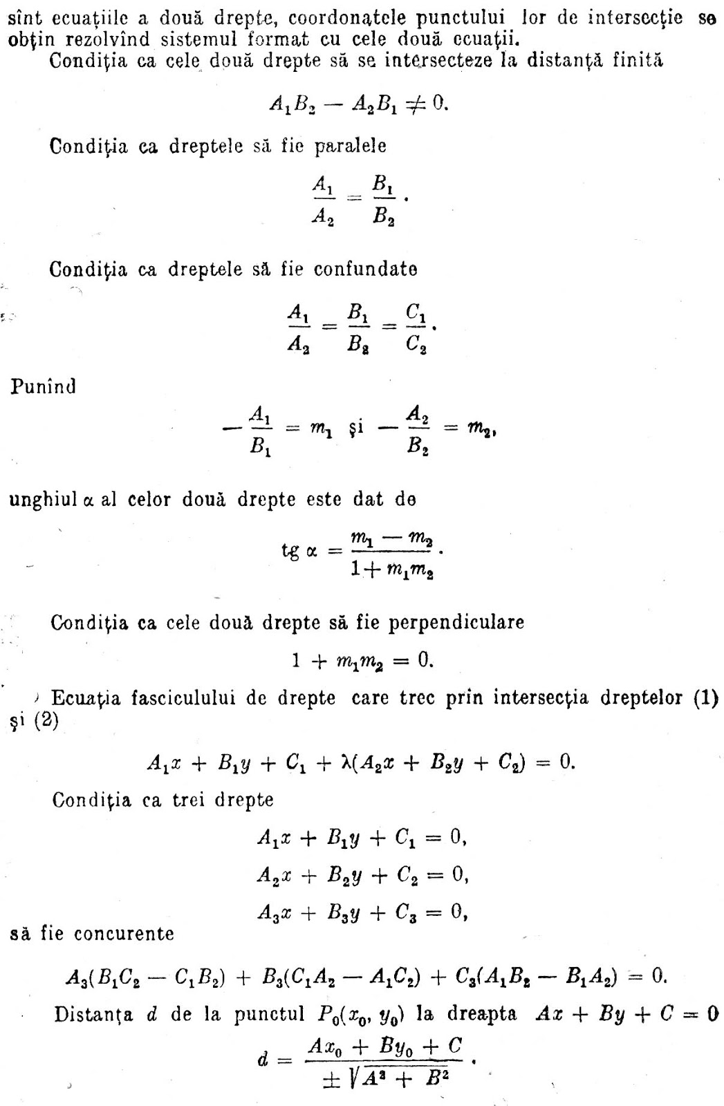 Tabele Matematice Uzuale Online Punctul Si Dreapta Geometrie Analitică
