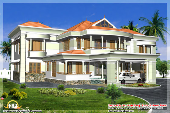 3520 square feet house elevation in 3D