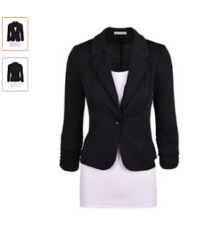 Auliné Collection Women's Casual Work Solid Candy Color Blazer AND B@y Black Jacket