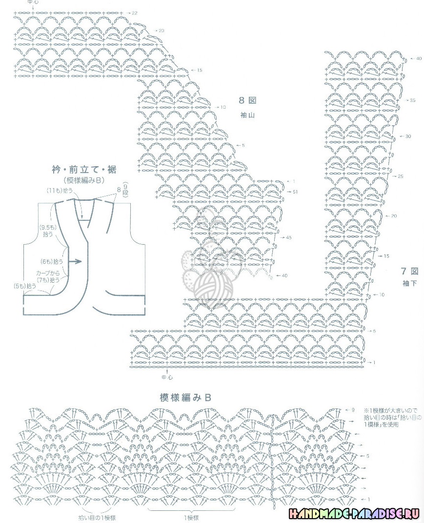 Жакет - болеро крючком с обвязкой узором ананас Жакет - болеро крючком с обвязкой узором ананас