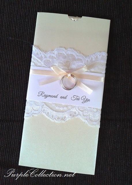 Lace With Rings Wedding Card, Pocket, pearl beige card, beige card, pearl card, lace with rings, lace card, rings card, wedding card, ivory beige, white lace card, white lace