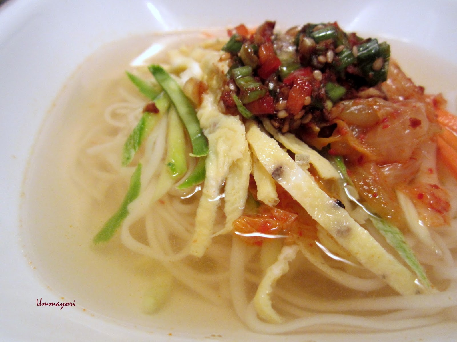 Korean warm/cold noodle soup (Janchi Guksu)