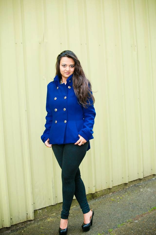 winter coats, blue sexy jacket, blue double breasted coat, ananya kiran, winter fashion, indian fashion blogger, beautiful indian girl