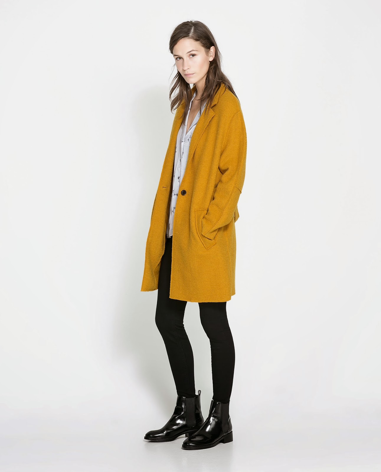ZARA NEW COLLECTION 2013 SOLD OUT. MUSTARD YELLOW WOOL JACKET COAT
