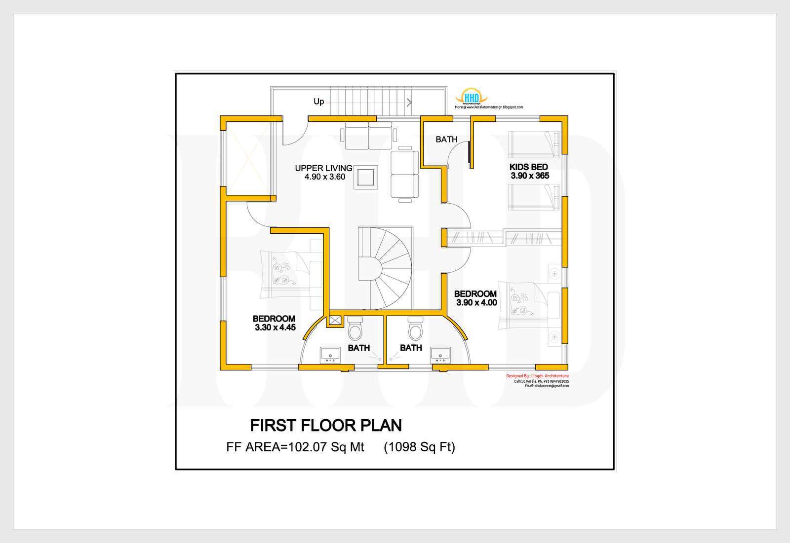 feet villa 3D view and floor plan Kerala home design and floor plans feet villa 3D view and floor plan Kerala home design and floor plans