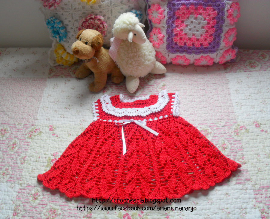 vestido de croche para bebe vermelho