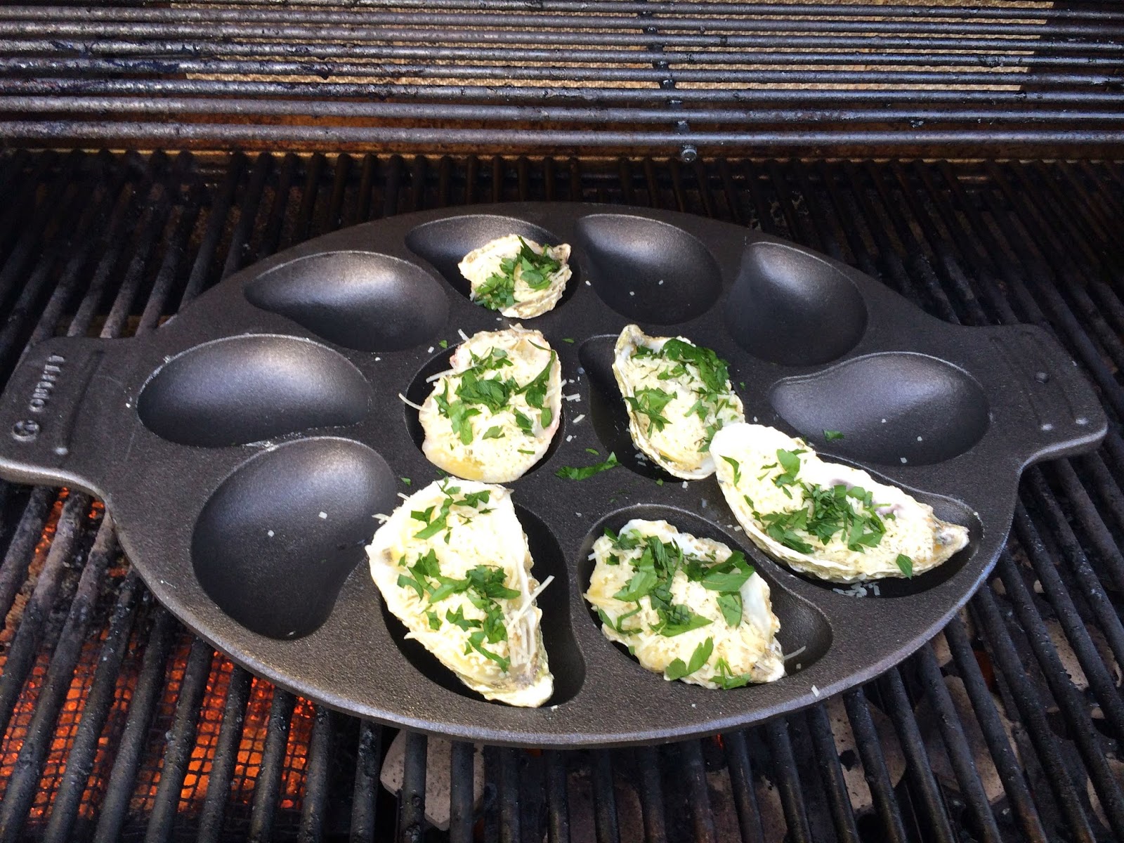 Fresh From Nancy's Garden: BBQ'd Louisiana Style Oysters In A Cast Iron  Pan